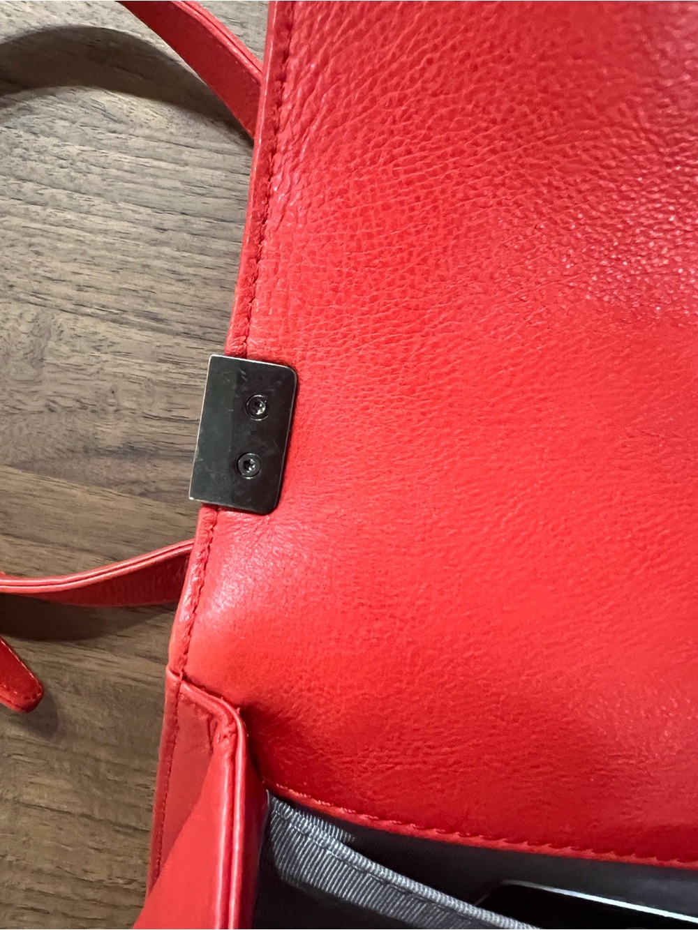 Chanel Medium Boy Bag Red Lambskin Very Good Condition with Dust Bag - Picture 14 of 16